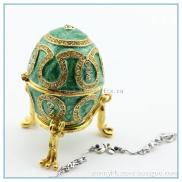 Metal tinket box for easter egg gift with Diamond